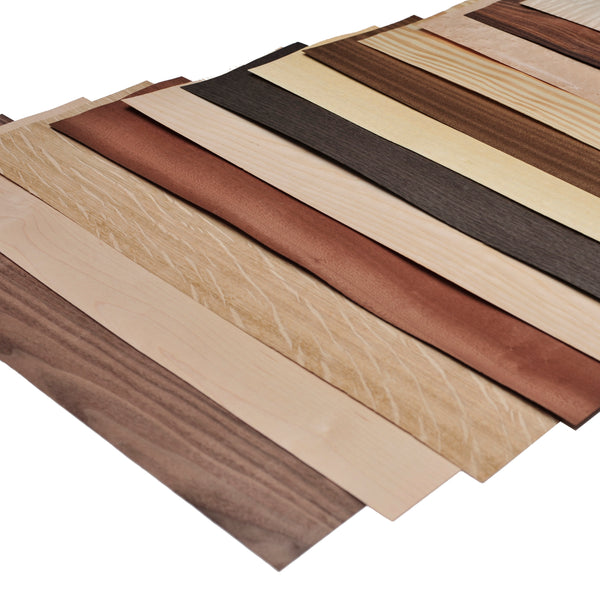 Wood veneer mixed pack - large set of 12 sheets.