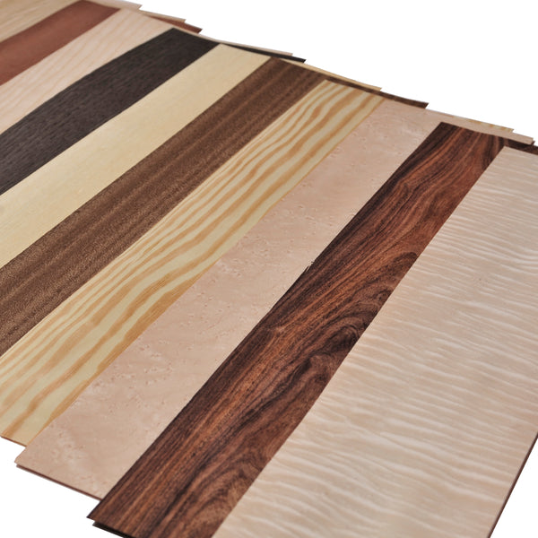 Wood veneer mixed pack - large set of 12 sheets.